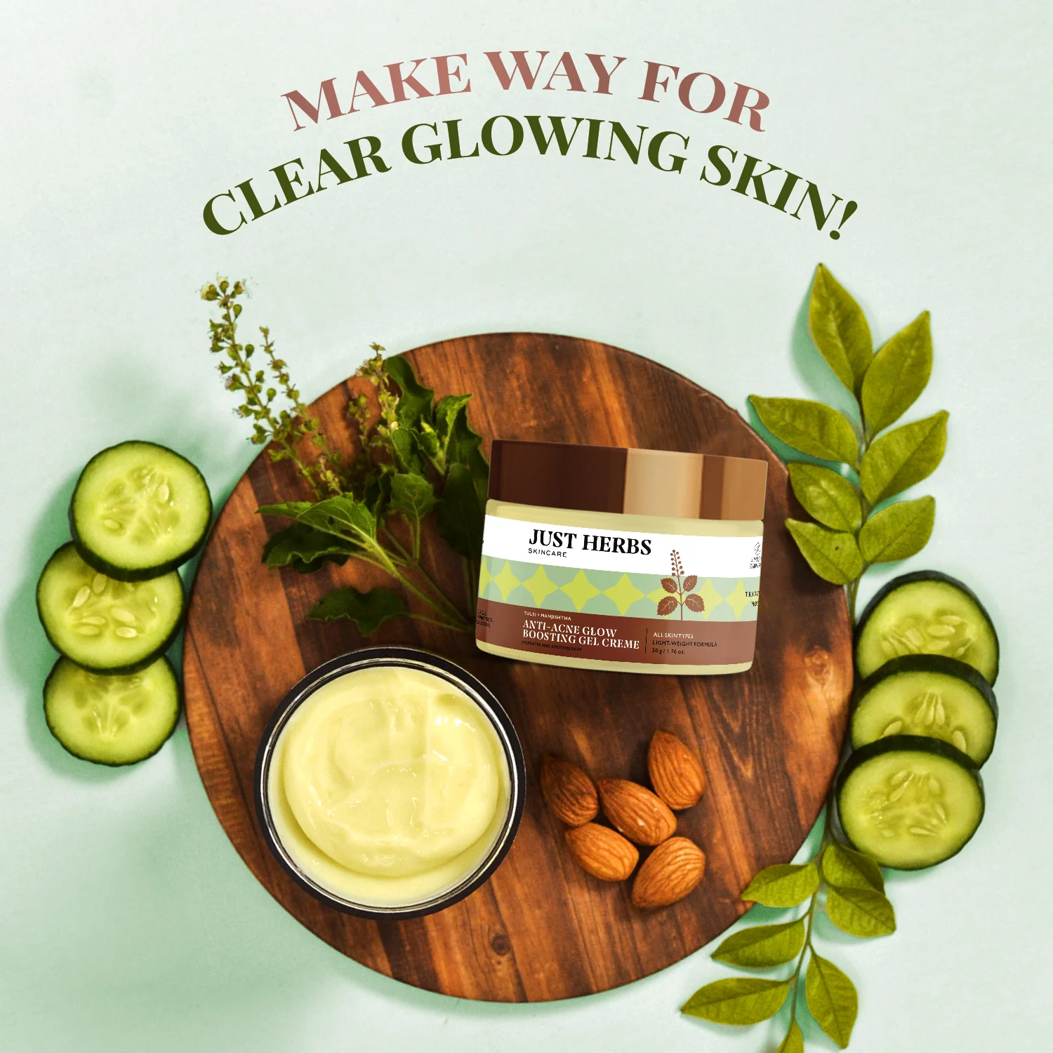 Anti-Acne Glow Boosting Gel Creme with Tulsi and Manjishtha / Fagel - Image 4