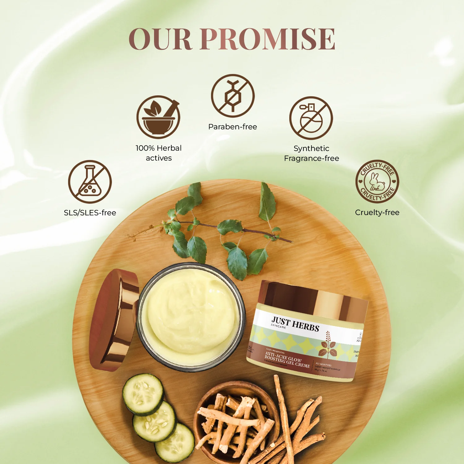 Anti-Acne Glow Boosting Gel Creme with Tulsi and Manjishtha / Fagel - Image 6