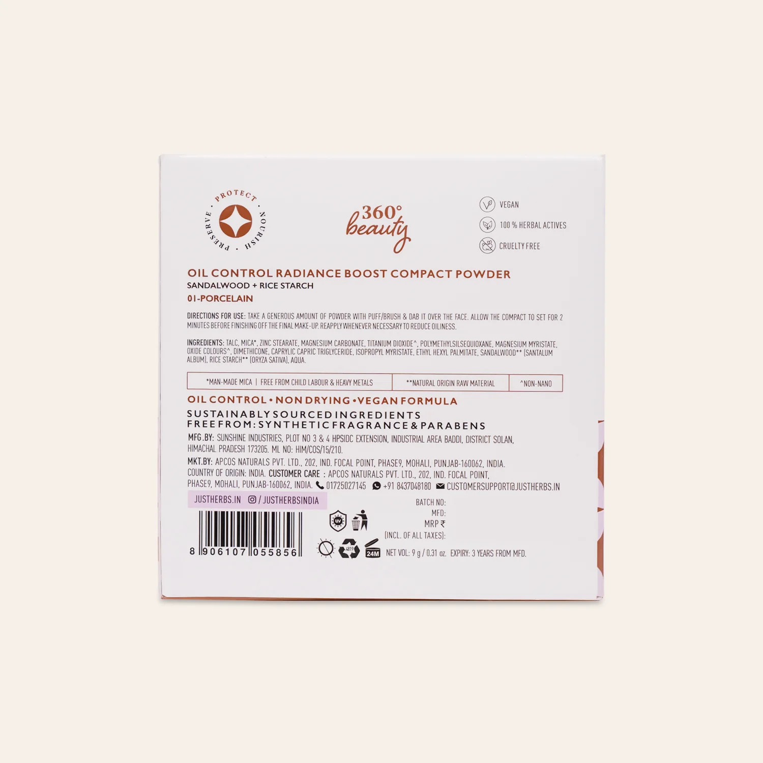 Oil Control Radiance Boost Compact Powder with Sandalwood & Rice Starch - Image 13